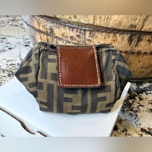 FENDI Zucca mini Pouch Nylon Canvas Brown -  As Is Project Piece